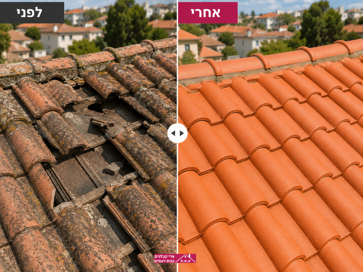 תיקון גג רעפים לפני ואחרי ברמת גן